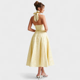 Halina - Midi haljina s korsetom i volanima