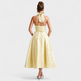 Halina - Midi haljina s korsetom i volanima