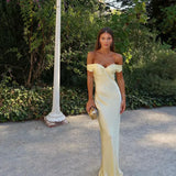 Bárbara | Duge satenske haljine bez ramena