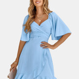 Claire | Svjetloplava midi ljetna haljina s prekrasnim omčama