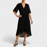 Yalina - Elegantna haljina s remenom oko struka i podesivim remenom