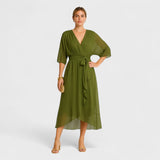 Yalina - Elegantna haljina s remenom oko struka i podesivim remenom