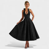 Effie - Midi haljina s teksturiranim materijalom i V izrezom