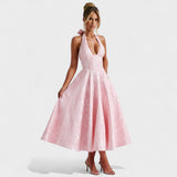 Effie - Midi haljina s teksturiranim materijalom i V izrezom