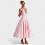 Effie - Midi haljina s teksturiranim materijalom i V izrezom