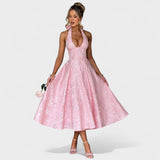 Effie - Midi haljina s teksturiranim materijalom i V izrezom