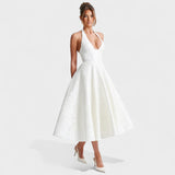 Effie - Midi haljina s teksturiranim materijalom i V izrezom