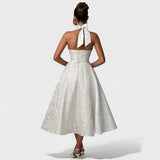 Effie - Midi haljina s teksturiranim materijalom i V izrezom