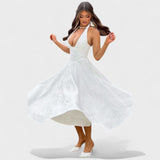 Effie - Midi haljina s teksturiranim materijalom i V izrezom