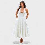 Effie - Midi haljina s teksturiranim materijalom i V izrezom