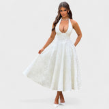 Effie - Midi haljina s teksturiranim materijalom i V izrezom