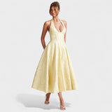 Effie - Midi haljina s teksturiranim materijalom i V izrezom