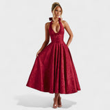 Effie - Midi haljina s teksturiranim materijalom i V izrezom