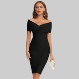 Clelia – Ženska srednja haljina s otkrivenim ramenima