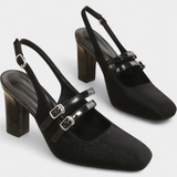 Orlanda satenske pete s dvostrukim remenom i remenom za gležanj