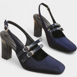 Orlanda satenske pete s dvostrukim remenom i remenom za gležanj