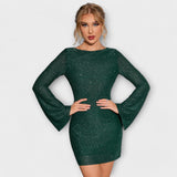 Cinty | Suknja od šljokica s otvorenim leđima i dugim rukavima