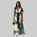 Nayla | Duga haljina s akvarelnim uzorkom