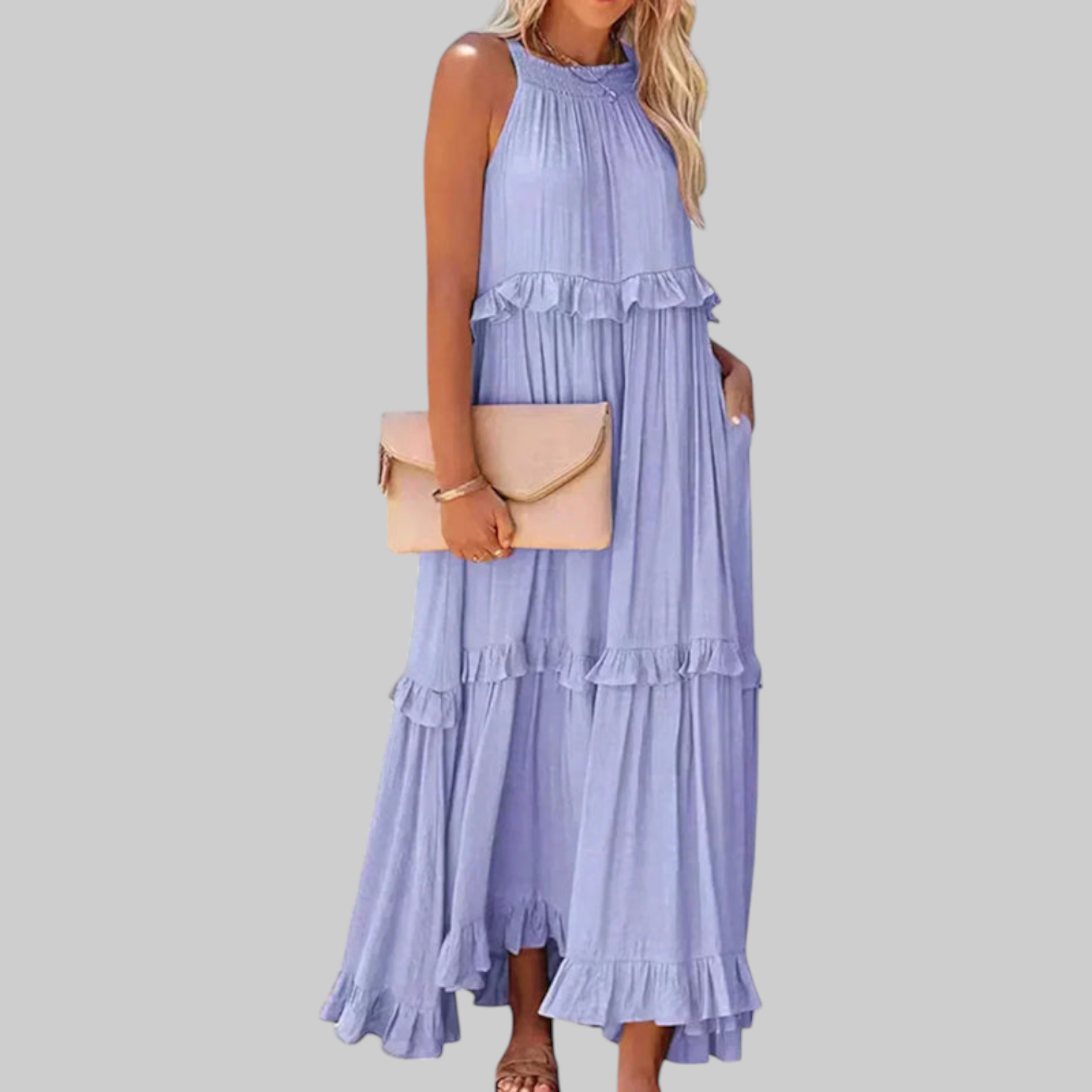 LANDRY | Bezrukavna haljina s elegantnim volanima