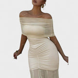 Vittoria | Dugačko pletene haljina s golim ramenima