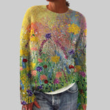 Flora - Udobna majica s uljanim slikom cvijeća