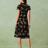 Gloria | Crna cvjetna midi haljina