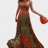 Aria | Maksi haljina sa apstraktnim uzorkom bez rukava u A kroju