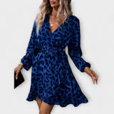 Vany | Elegantna haljina s leopard uzorkom i V-izrezom