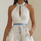 Jessie | Elegantni cvjetni svečani haljina u plavoj i bijeloj