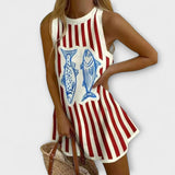 Constança | Svečana mini haljina s printom riba lagana i elegantna