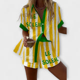 Amália | Svježi lagani žuti prugasti ljetni komplet