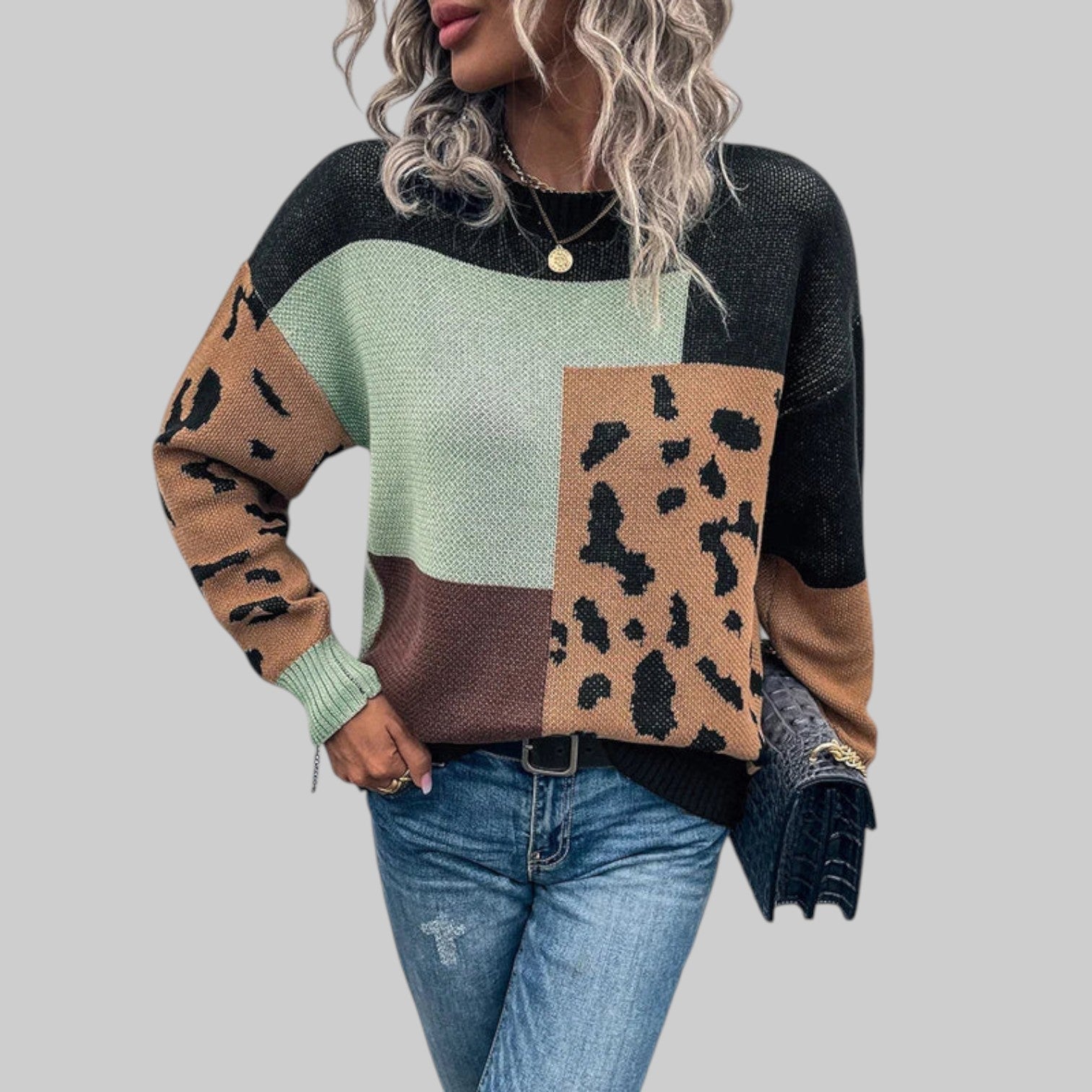 Le Clair - Vintage majica s leopardskim uzorcima i patchwork detaljima