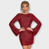 Cinty | Suknja od šljokica s otvorenim leđima i dugim rukavima