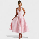 Effie - Midi haljina s teksturiranim materijalom i V izrezom