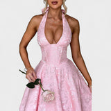 Effie - Midi haljina s teksturiranim materijalom i V izrezom