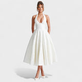 Effie - Midi haljina s teksturiranim materijalom i V izrezom