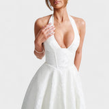 Effie - Midi haljina s teksturiranim materijalom i V izrezom