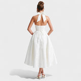 Effie - Midi haljina s teksturiranim materijalom i V izrezom