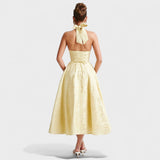 Effie - Midi haljina s teksturiranim materijalom i V izrezom