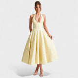 Effie - Midi haljina s teksturiranim materijalom i V izrezom