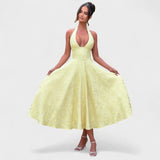 Effie - Midi haljina s teksturiranim materijalom i V izrezom