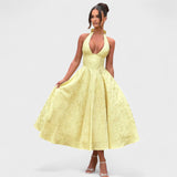 Effie - Midi haljina s teksturiranim materijalom i V izrezom