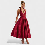 Effie - Midi haljina s teksturiranim materijalom i V izrezom