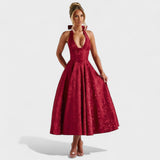 Effie - Midi haljina s teksturiranim materijalom i V izrezom