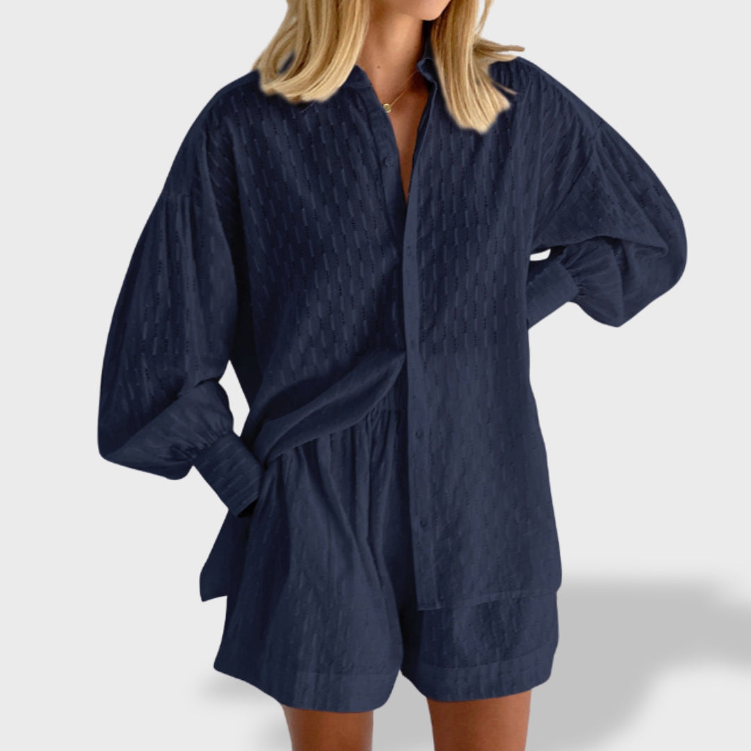 Maud | Elegantni komplet košulje i šortsa od lanenog pamuka