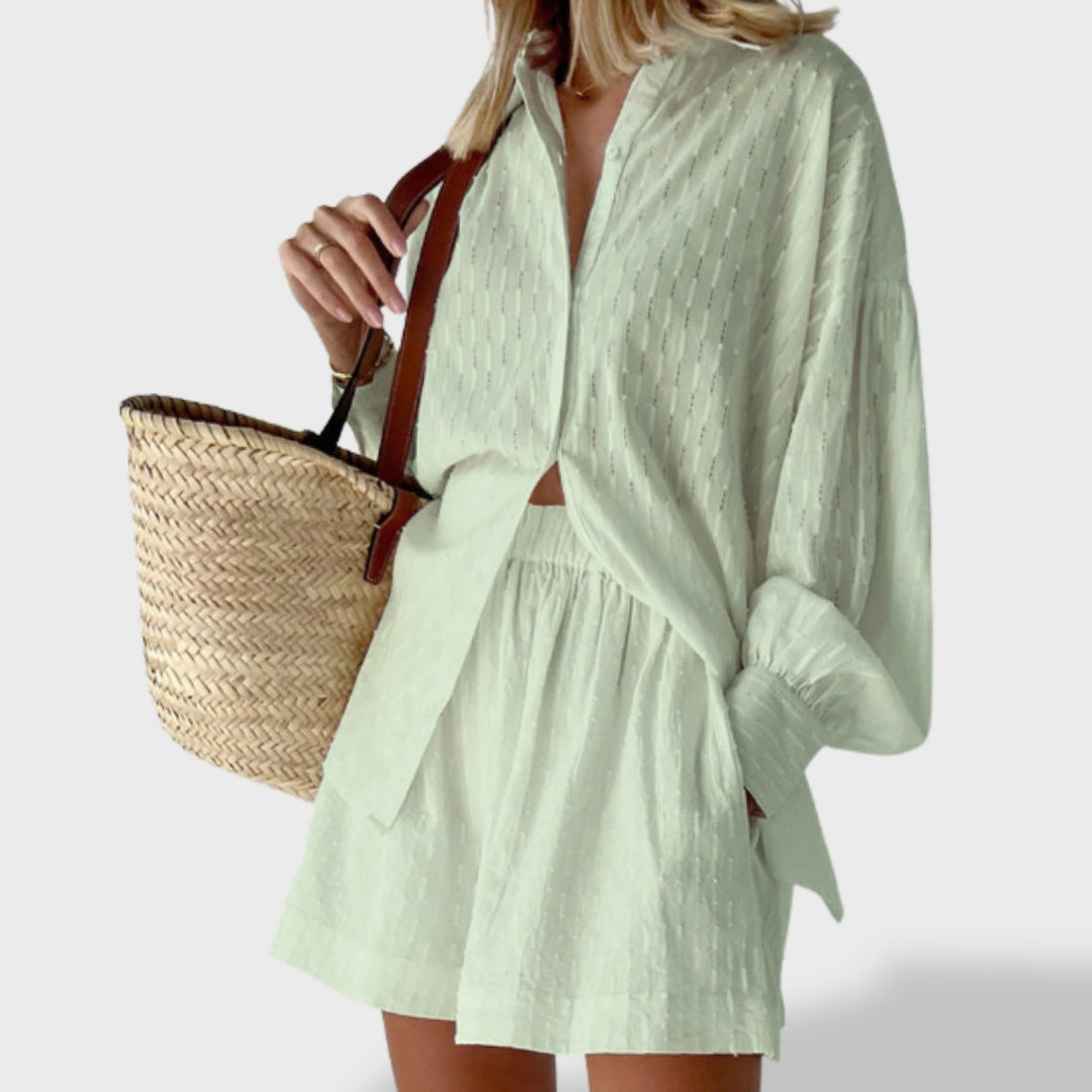 Maud | Elegantni komplet košulje i šortsa od lanenog pamuka