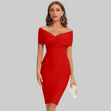 Clelia – Ženska srednja haljina s otkrivenim ramenima