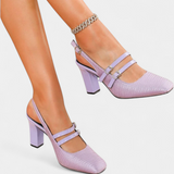 Orlanda satenske pete s dvostrukim remenom i remenom za gležanj