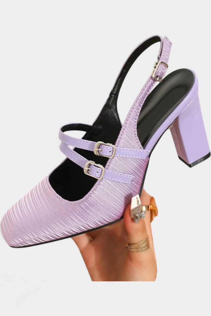 Orlanda satenske pete s dvostrukim remenom i remenom za gležanj