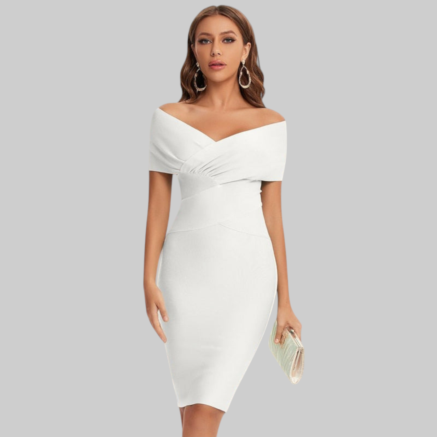 Clelia – Ženska srednja haljina s otkrivenim ramenima